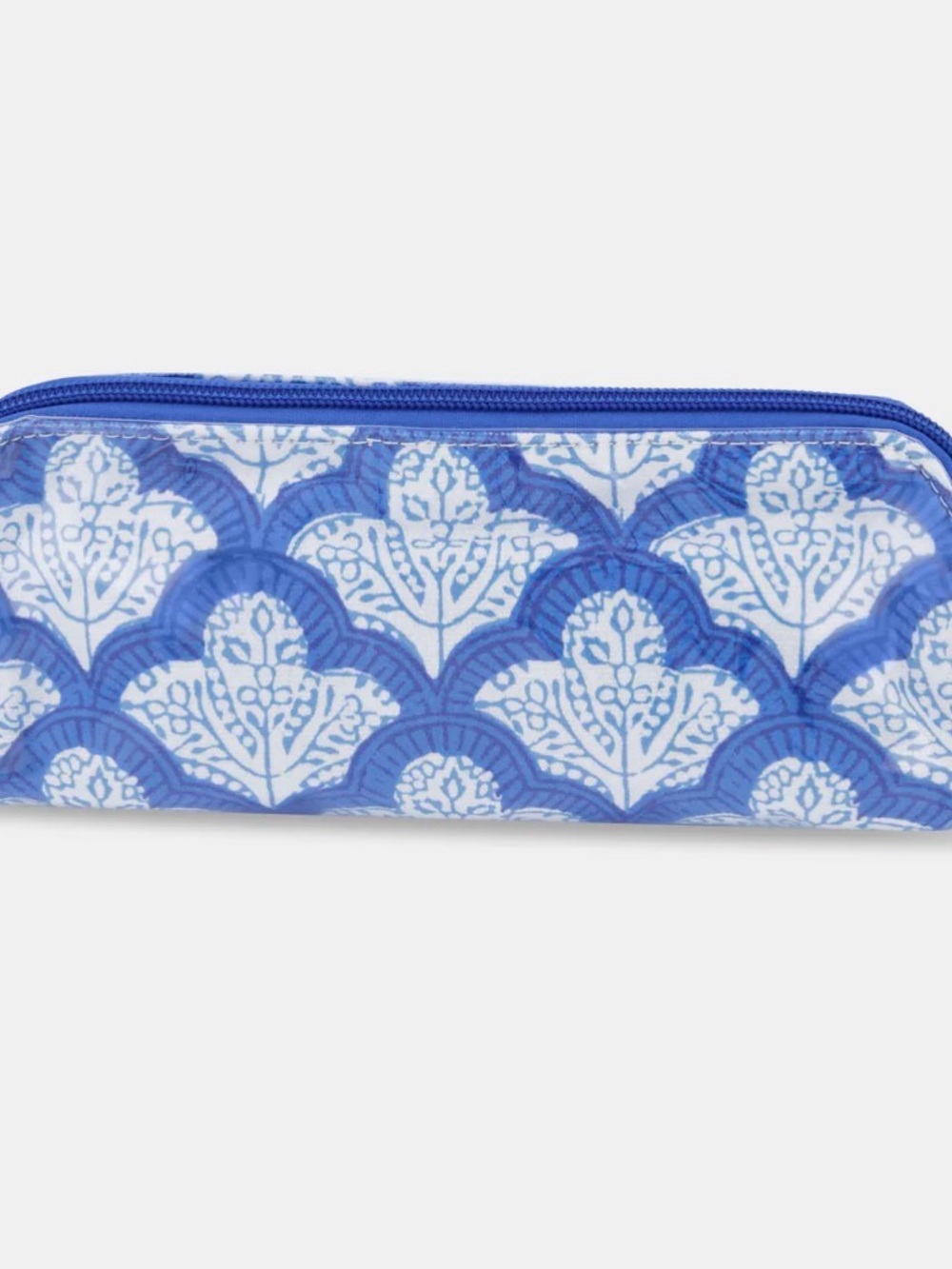Roller Rabbit Navy Polka Dot Lined Pouch with Lime Zipper